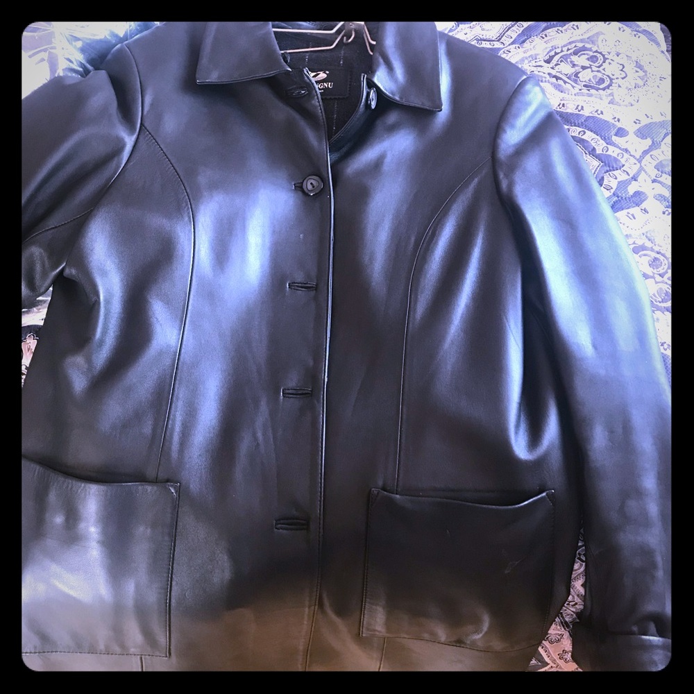Black leather coat size xxl saidangnu brand